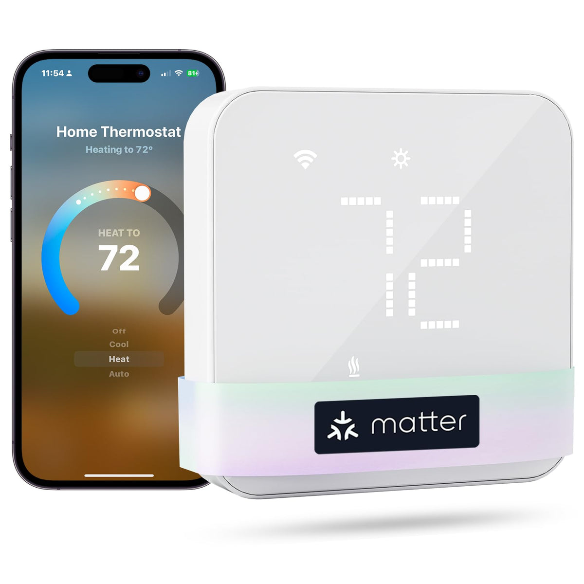 Termostato Inteligente meross para el hogar, termostato WiFi Funciona con Materia, Alexa, Apple Home, Google Assistant, App & Voice Control, programación de 7 x 24 Horas, Ahorro de energía, Requiere - Blanco