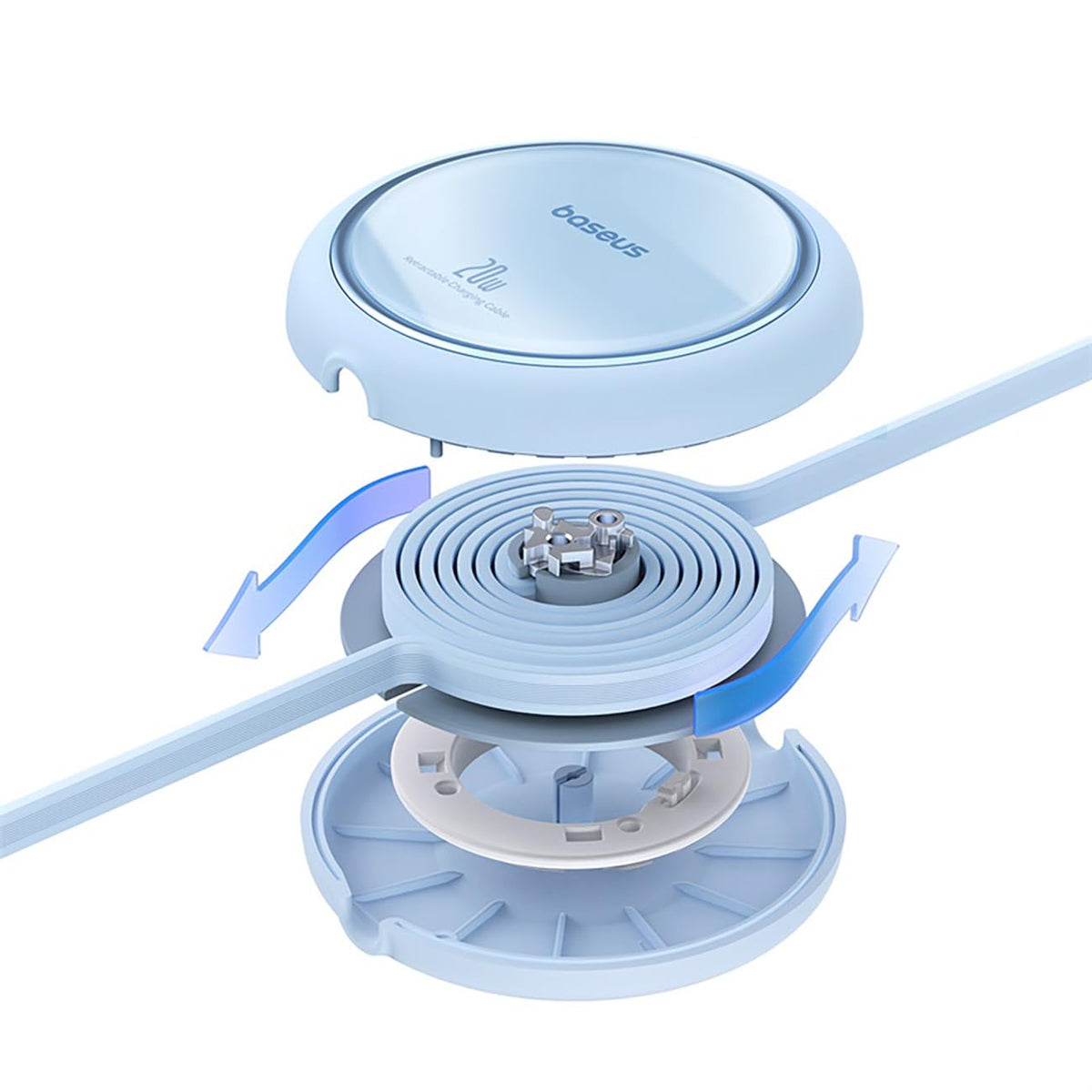 Baseus Cable USB C a Lightning, Cable Carga Rapida USB C a Lightning retráctil de 20 W Compatible con iPhone 14/13/13 Pro/13 Pro Max/12/12 Pro/11/XS MAX/8 Plus, iPad Pro, Azul
