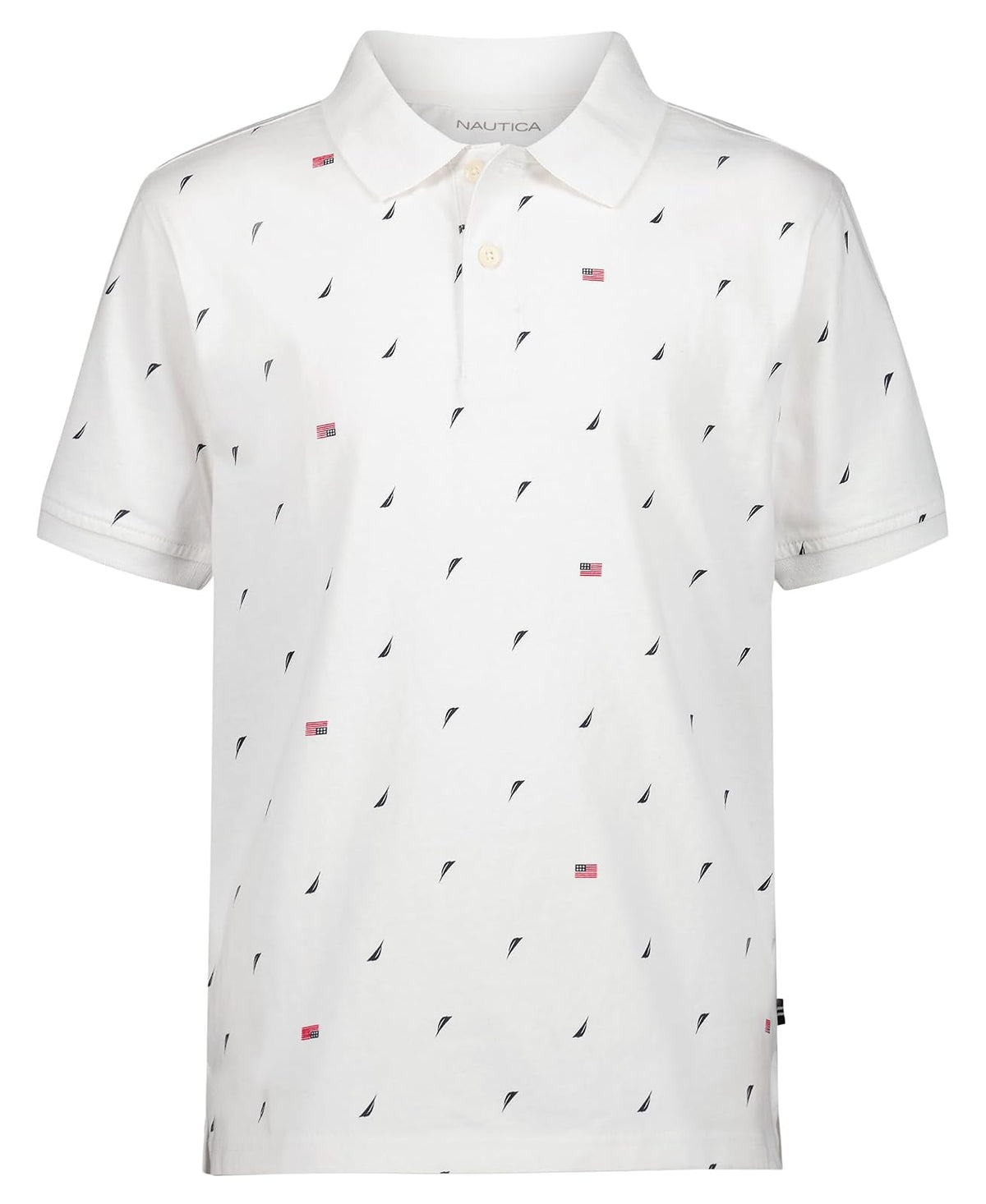 Nautica - Polo de Manga Corta con Estampado Completo, Cierre de botón, Suave y cómodo
