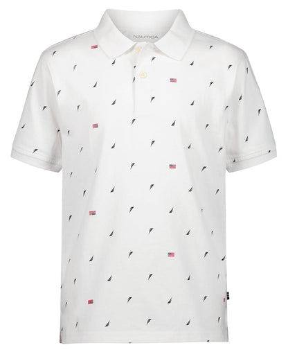 Nautica - Polo de Manga Corta con Estampado Completo, Cierre de botón, Suave y cómodo