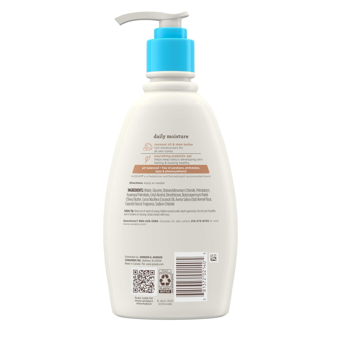 Aveeno Baby Crema Hidratante Diaria Daily Moisturizing Cream Prebiótica | 12 fl oz, aceite de coco, manteca de karité, hipoalergénica, aroma suave de coco