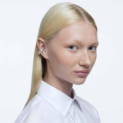 Swarovski Aretes de clip Millenia, Talla cuadrada, Blancos, Baño de rodio