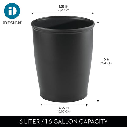 InterDesign 93437 Kent Wastebasket Trash Can for Bathroom, Kitchen, Office, Black