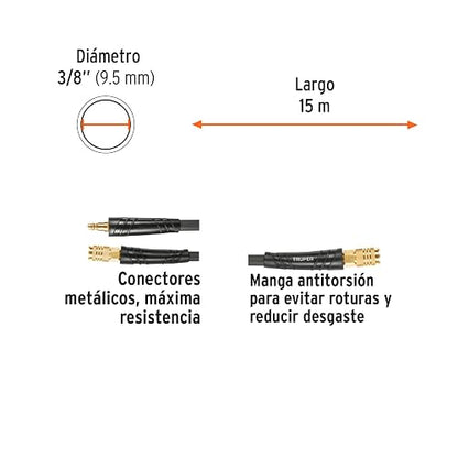 Truper MAN-HI-15-3/8, Manguera híbrida para compresor, 15 m x 3/8"