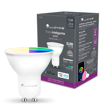 Lloyd's Foco Inteligente GU10 RGB Luz Cálida y Fría Compatible con Alexa