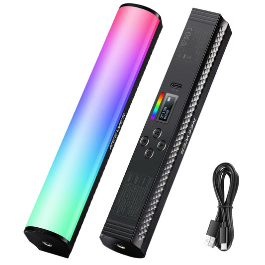 NEEWER RGB Varita de Luz, Fotografía Magnética Manual Youtube TikTok Vlog Video Light Stick Barra Luz Tubo Luz LED 2500K-8500K Regulable a Todo Color CRI95 2550mAh Batería 17 Escenas, 1 Paquete,TL20C