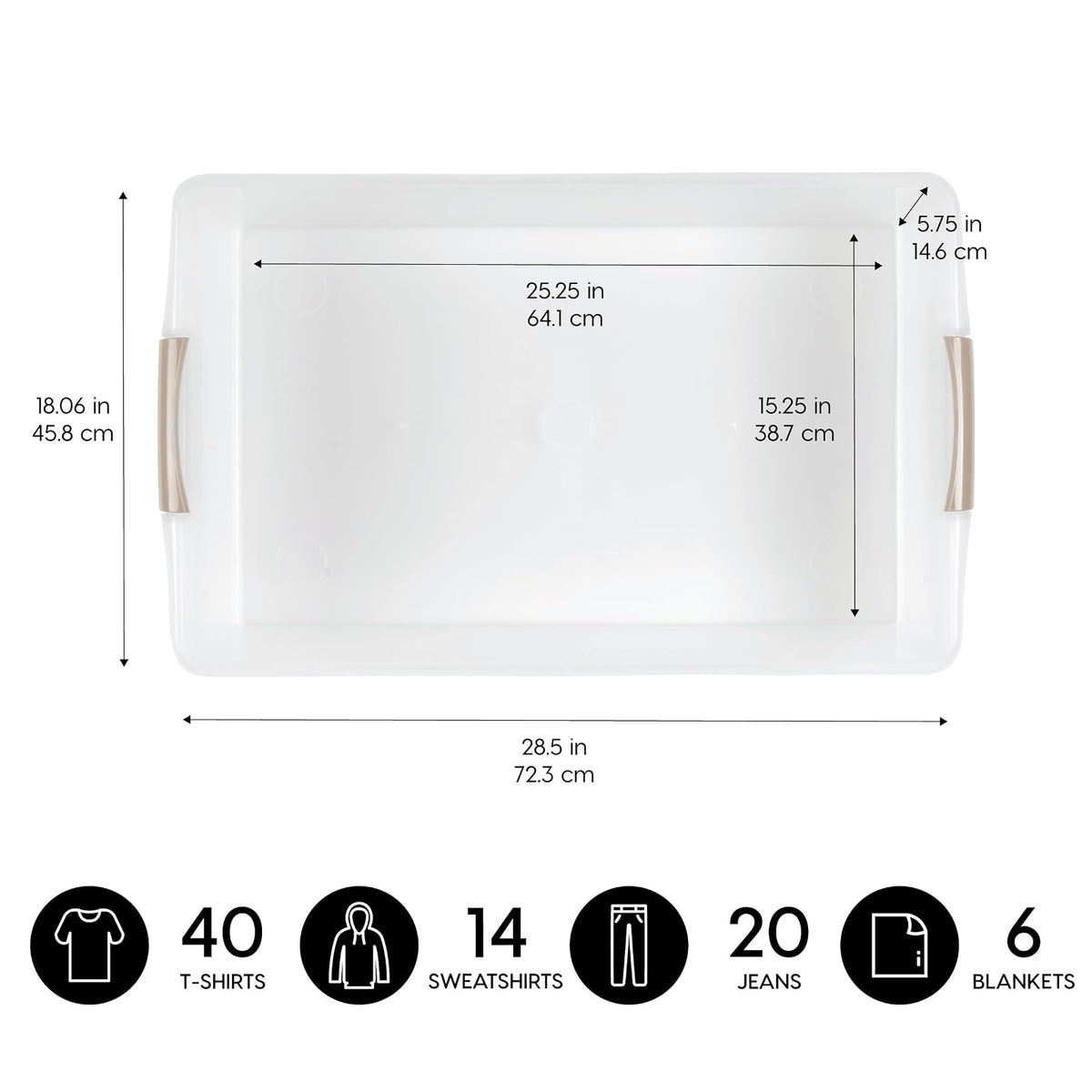 IRIS USA Contenedor Bajo Cama de 40 Qt con Tapa, Gris/Transparente | Guarda ropa, zapatos, ropa de cama y artículos de temporada con protección segura debajo de la cama