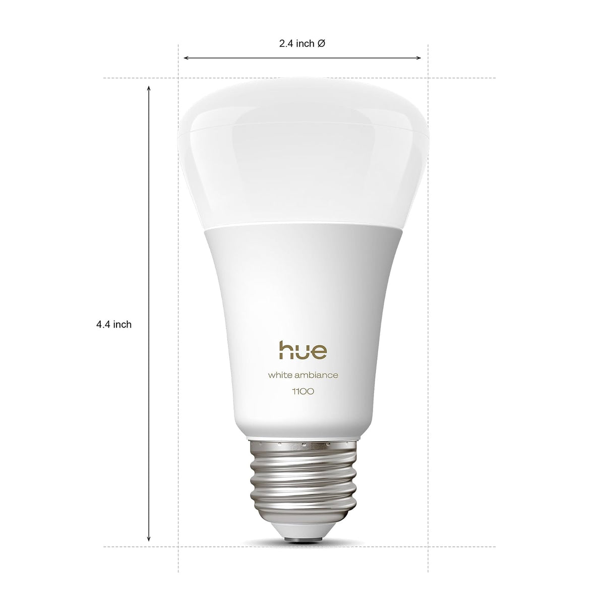 Philips Hue foco LED inteligente A19, ambiente blanco, base E26, 9,5 W, luz de espectro completo 1000K-20000K, 1100 lúmenes, regulable, funciona con Alexa, Google y Apple Home, 2 unidades
