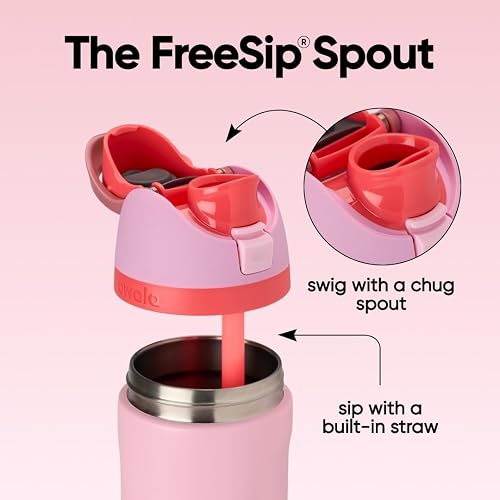 Owala FreeSip Botella de agua de acero inoxidable con aislamiento y popote, para deportes y viajes, botella de agua deportiva sin BPA, 946 ml (32 onzas), color rosa (angel food cake)