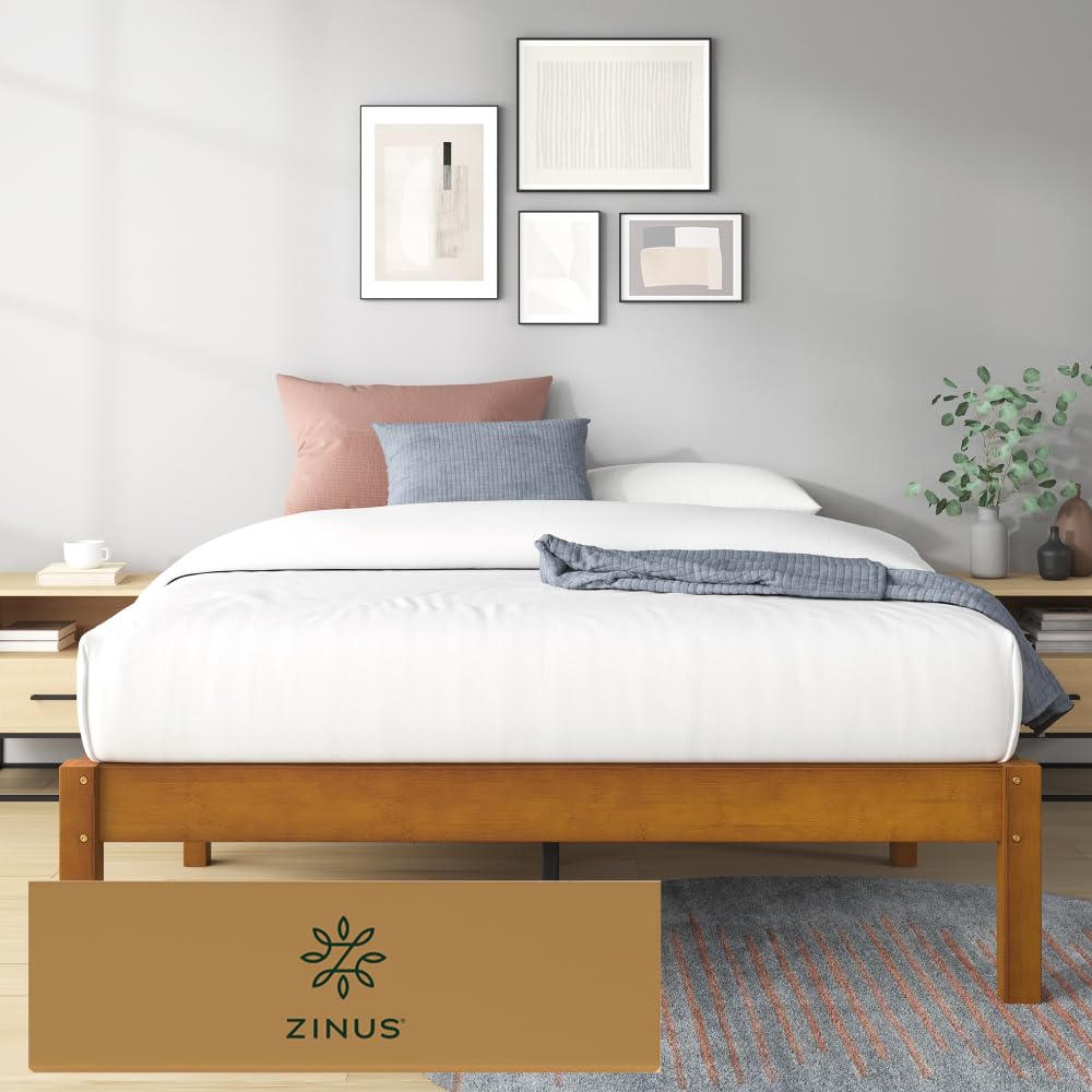 Zinus Ellie Marco de Cama de Bambú 36 cm con Listones de Madera - Full - Brown