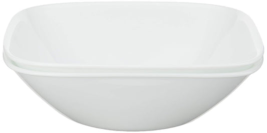 Corelle Vitrelle - tazón para servir de 1 cuarto de galón, tazón grande, vidrio de triple capa, resistente a grietas y astillas, bandejas cuadradas para servir, 7.75 pulgadas de ancho x 2.25 pulgadas