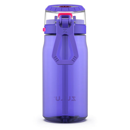 ZULU Kids Flex - Botella de agua de plástico Tritan de 16 onzas con boquilla de silicona, tapa abatible a prueba de fugas y bucle de transporte suave al tacto para mochila escolar, lonchera y deportes