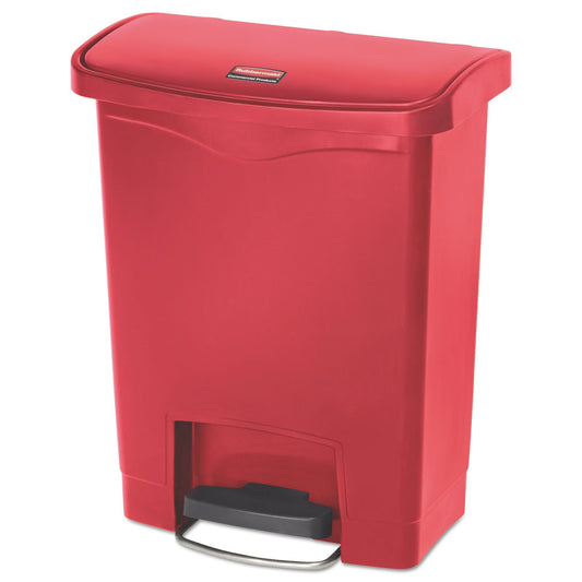 Rubbermaid Commercial Products Streamline® – Contenedor Delgado para Espacios Reducidos, Bote con Pedal Frontal, Cierre Silencioso y Bisagra que No Daña la Pared, Capacidad de 30 L, Rojo 1883564