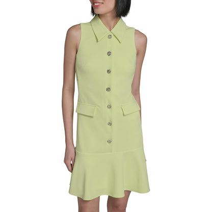 KARL LAGERFELD Collared Sleeveless Above The Knee Sheath Dress Vestido Mujer