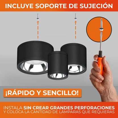 Tecnolite Lámpara Plafón LED de Sobreponer 35 W, Luz Blanca Configurable, IP65, IK08, Interior y Exterior, LED integrado