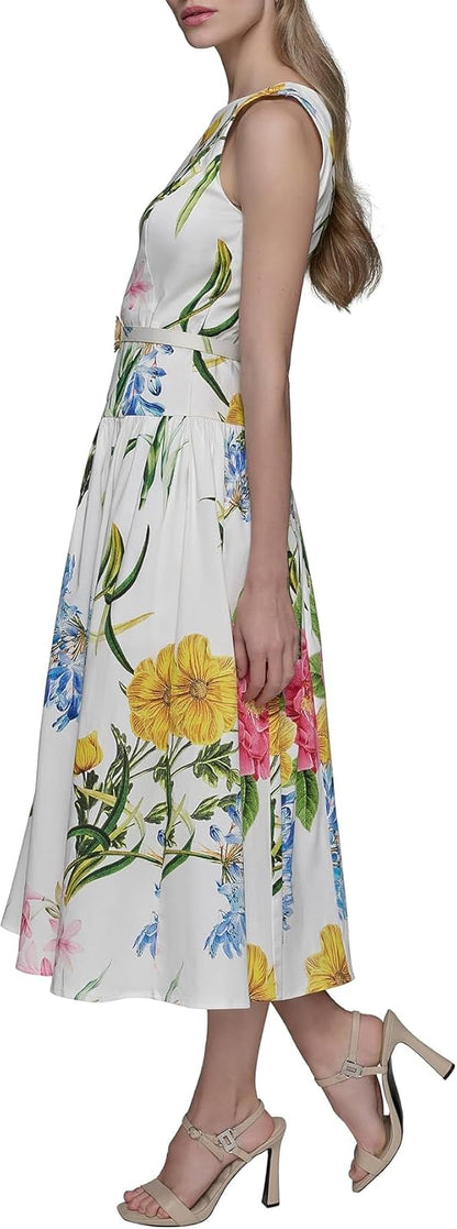 KARL LAGERFELD Scoop Neck Sleeveless Midi Sheath Dress Vestido Informal Mujer
