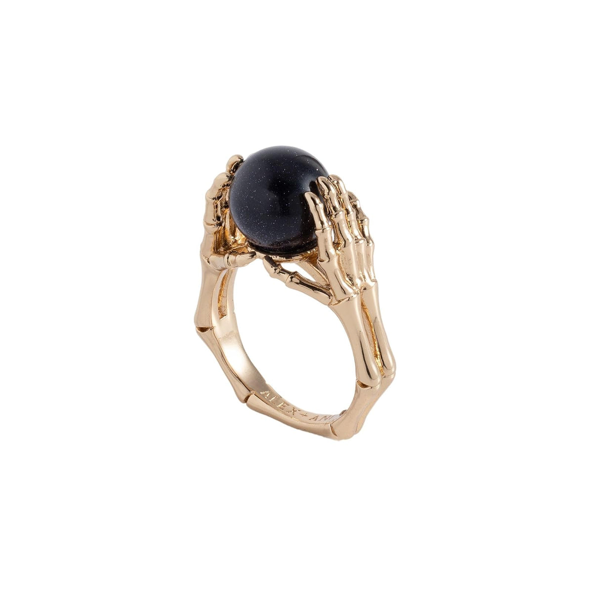 Alex and Ani - Anillo de bola de vidrio, sin níquel, elegante pieza de declaración, tamaño 7, anillo grueso hecho a mano de estilo gótico
