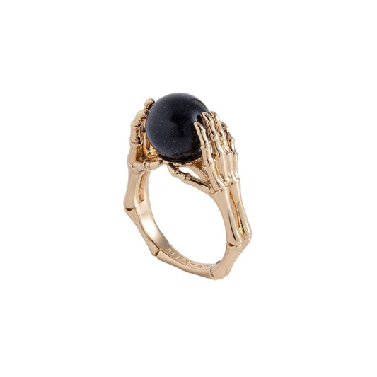Alex and Ani - Anillo de bola de vidrio, sin níquel, elegante pieza de declaración, tamaño 7, anillo grueso hecho a mano de estilo gótico