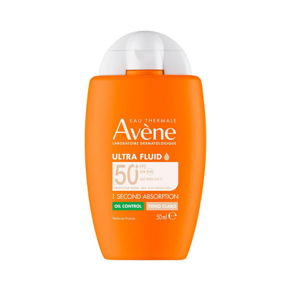 Avene Ultra Fluid Protector Solar Facial Oil Control FPS50, Piel Grasa, 50 ml - Tono Claro
