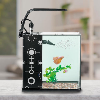 Lomas Acuario Nano Cubo 9 L con Filtro Incorporado, Lámpara LED Bajo Consumo y , Ideal para Peces Tropicales, Betas y Plantas Acuáticas, Medidas 20.5 x 23.5 x 22.5 cm