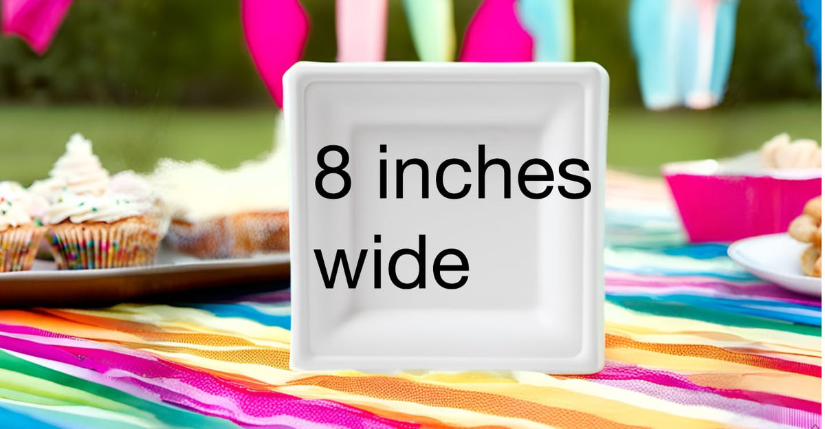 Susty Party Supplies Plato cuadrado,100% compostable caña de azúcar, Blanco, 20.3 cm, 50 unidades