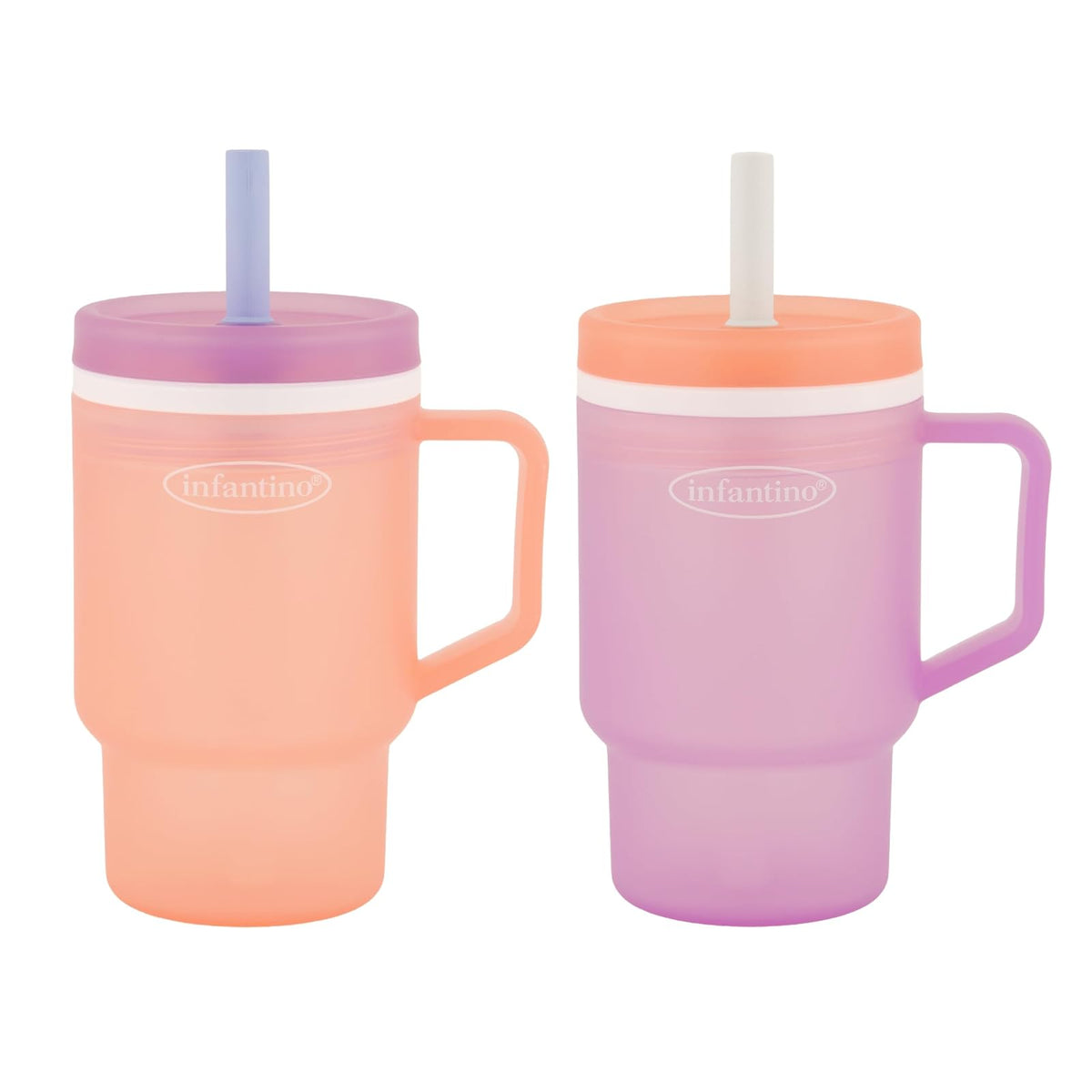Infantino My 1st Vaso con Popote para Bebé, Manzana Verde - Concha y lavanda - 1 Count (Pack of 2)