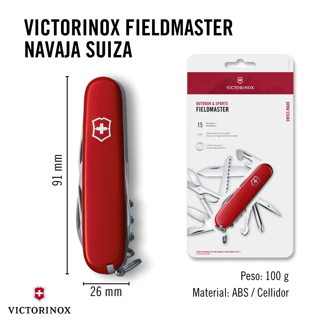Victorinox Fieldmaster, color Rojo, 91 mm, 15 Usos