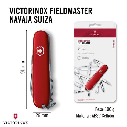 Victorinox Fieldmaster, color Rojo, 91 mm, 15 Usos