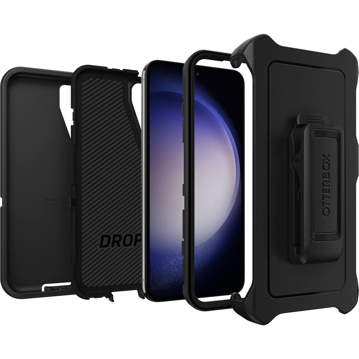 OtterBox - Funda para Galaxy S23 Defender Series, Color Negro, Resistente y Duradero, con protección de Puerto, Incluye Soporte de Clip de Funda