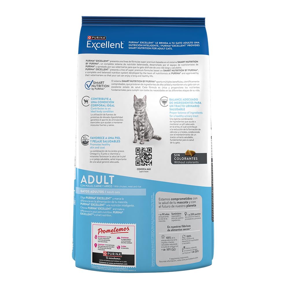 Purina Excellent Alimento para Gatos Adulto Pollo y Arroz 3 Kg