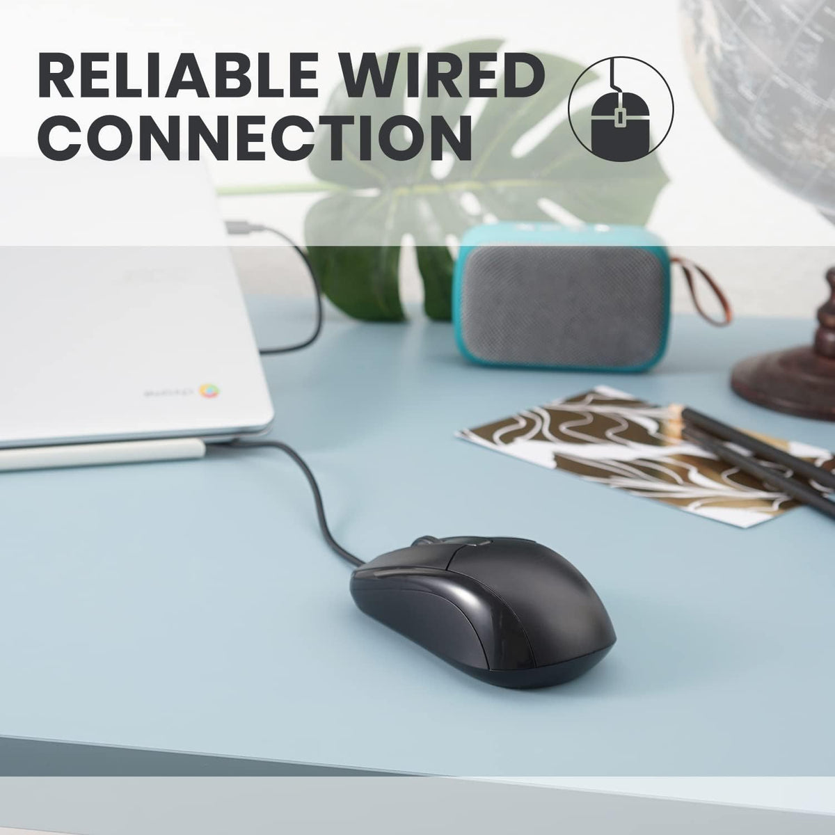 Perixx PERIMICE-209C - Mouse óptico con Cable USB Tipo C - Cable de 5.9 pies - 1000 dpi - Negro, (11994)