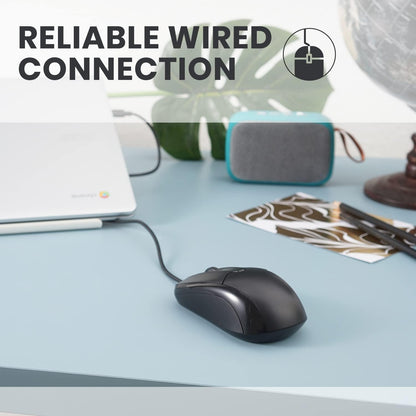 Perixx PERIMICE-209C - Mouse óptico con Cable USB Tipo C - Cable de 5.9 pies - 1000 dpi - Negro, (11994)