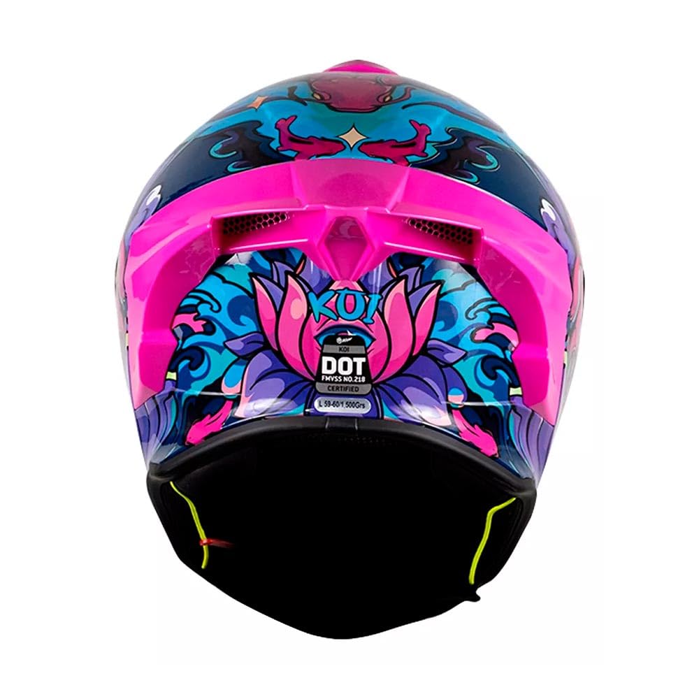 KOV Casco Buster KOI Rosa Deportivo AERODINAMICO para Moto Certificado Dot