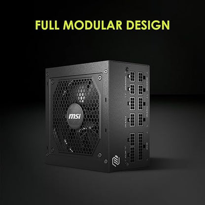 MSI PSU mag A650GL 80 Plus Gold Full Modular | Full modular, certificación 80 Plus Gold, 650 W, fuente de alimentación