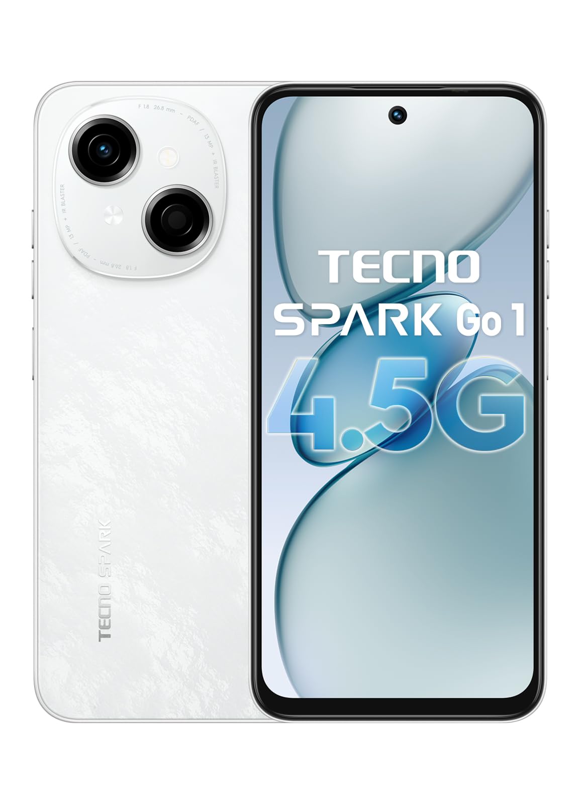 Tecno Celular Spark Go 1 Dual SIM 128GB ROM 4GB+4GB RAM Virtual 6.67" Unisoc T615 120Hz Pantalla Cámara 13MP IP54 Batería 5000mAh Carga de 15W Doble Altavoz Versión Global (Blanco)