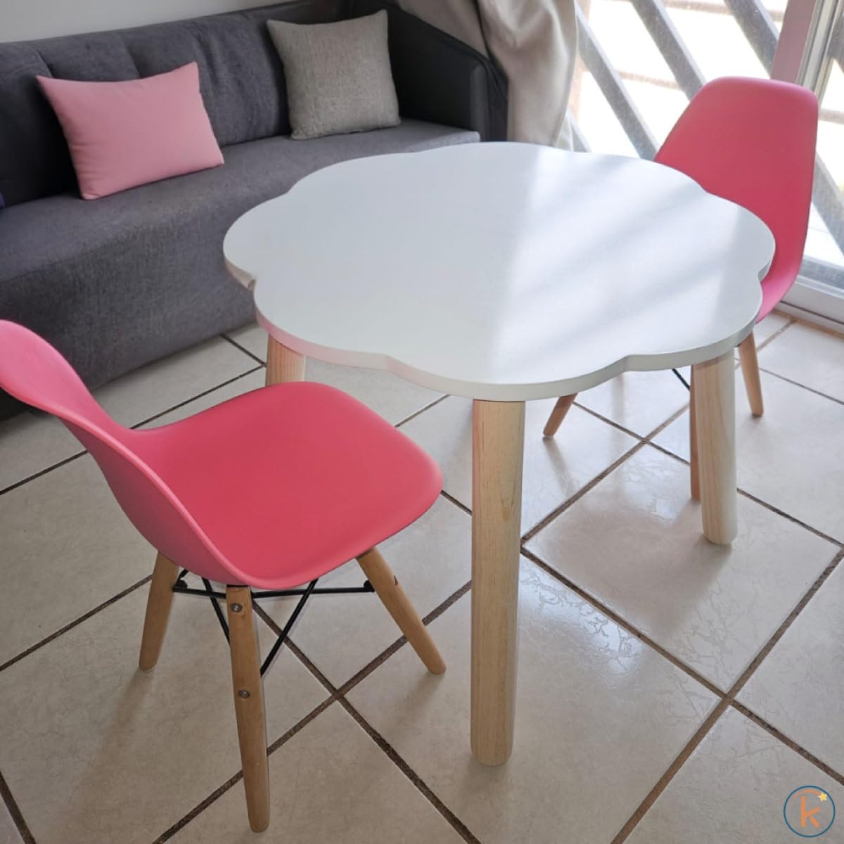 DUDUK Mesa de Madera con Forma de Nube para niños pequeños y niñas pequeñas (Gris obscuro)