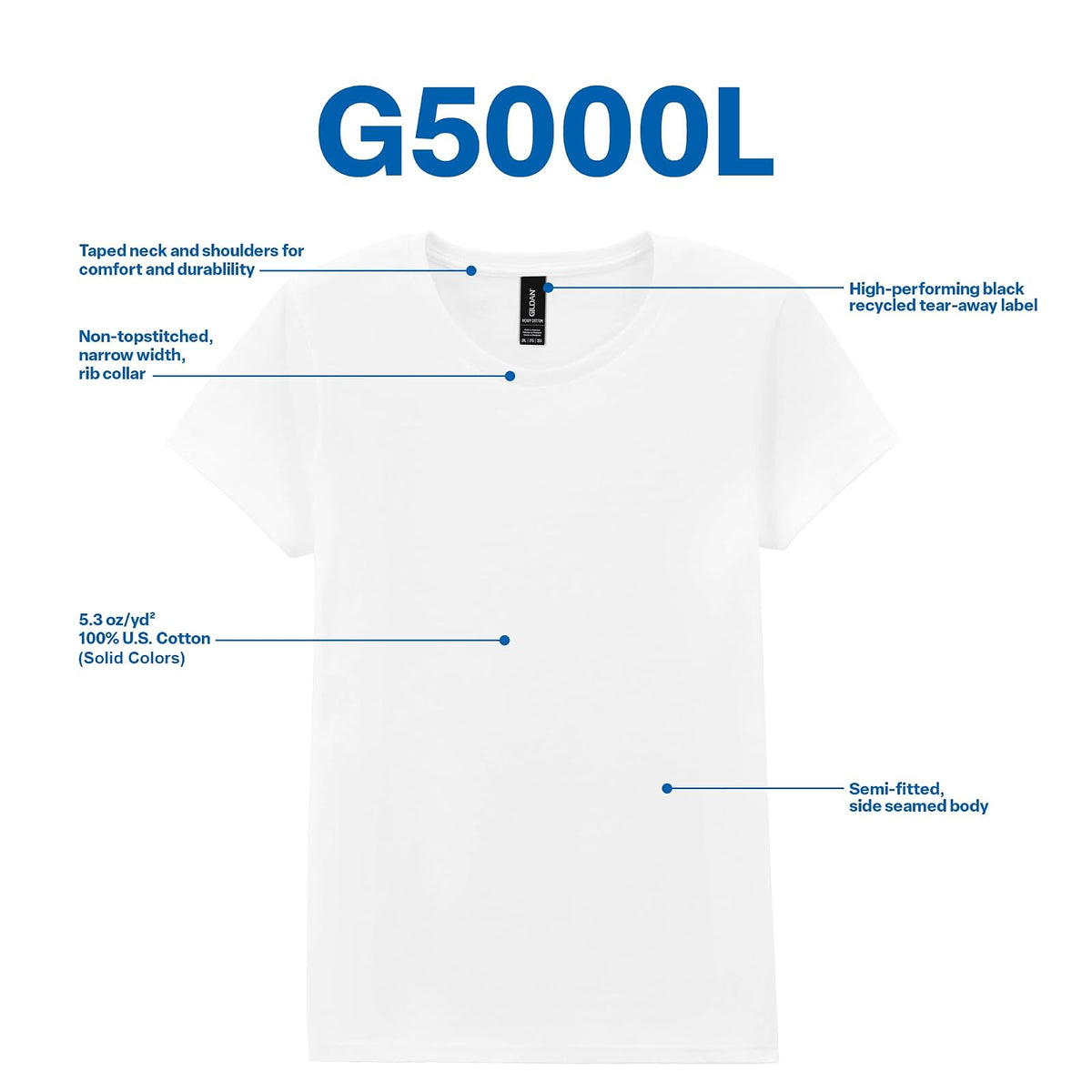 Gildan Playera de algodón Pesado para Adultos, Paquete de 2 Camiseta para Mujer