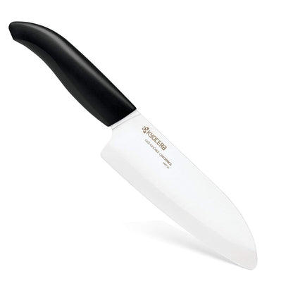 Kyocera FK-3PC-BKBK Juego de cuchillos de cerámica avanzada, 13.97 cm, 11.43 cm, 7.62 cm, mango negro con hoja negra, Negro/Blanco, Blade Sizes: 5.5", 4.5", 3", 1