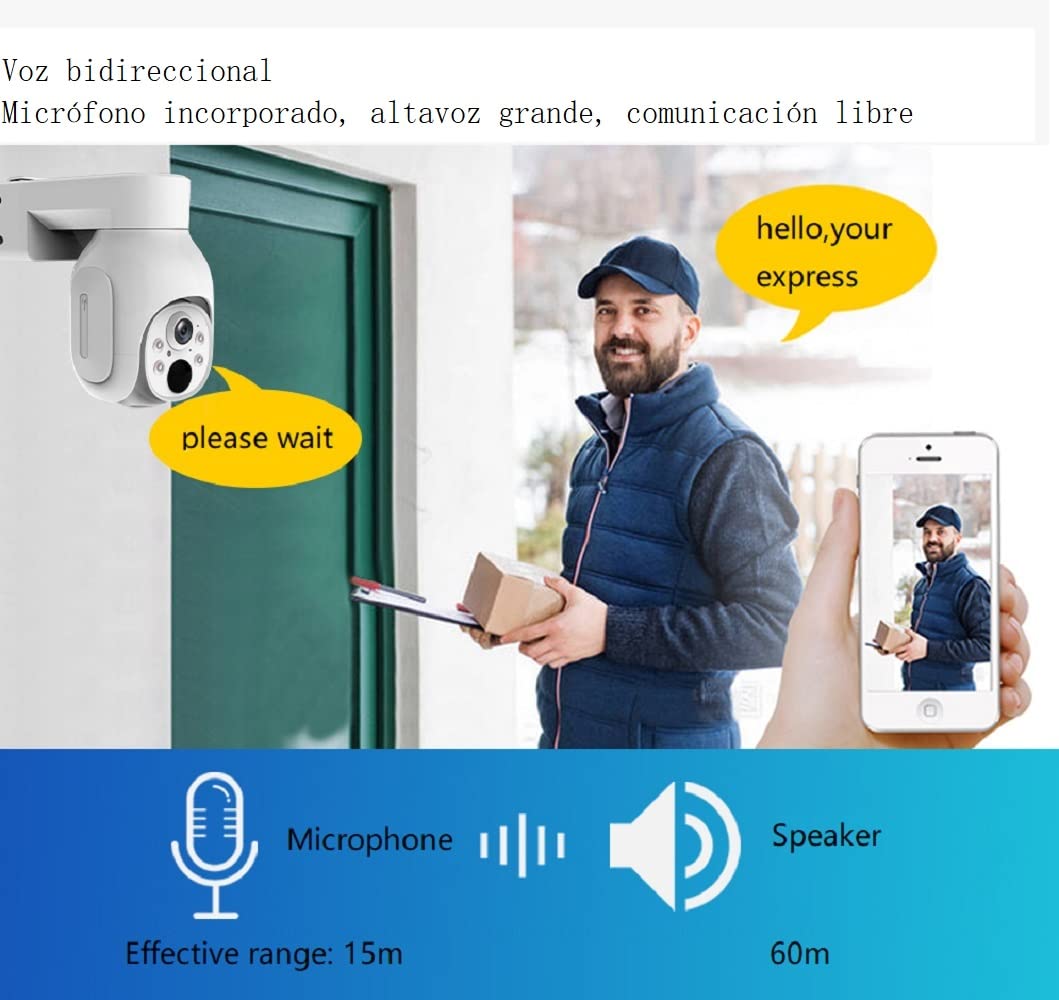 ZDQC Cámara Solar inalámbrica, Cámara de videovigilancia 4G, detección de Movimiento pir, Alarma de aplicación de Sirena, diálogo bidireccional