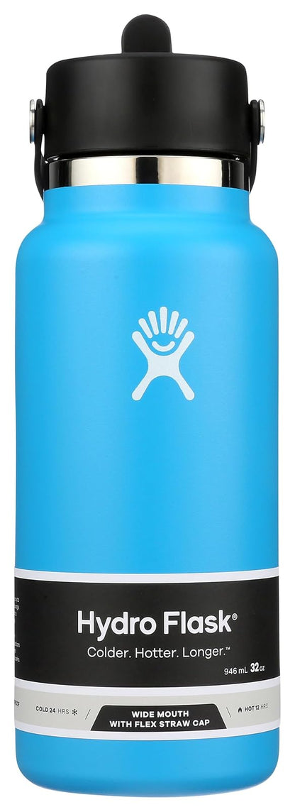 Hydro Flask Botella con Tapa de Popote Flexible, Acero Inoxidable - 32 onzas descontinuadas - Pacific