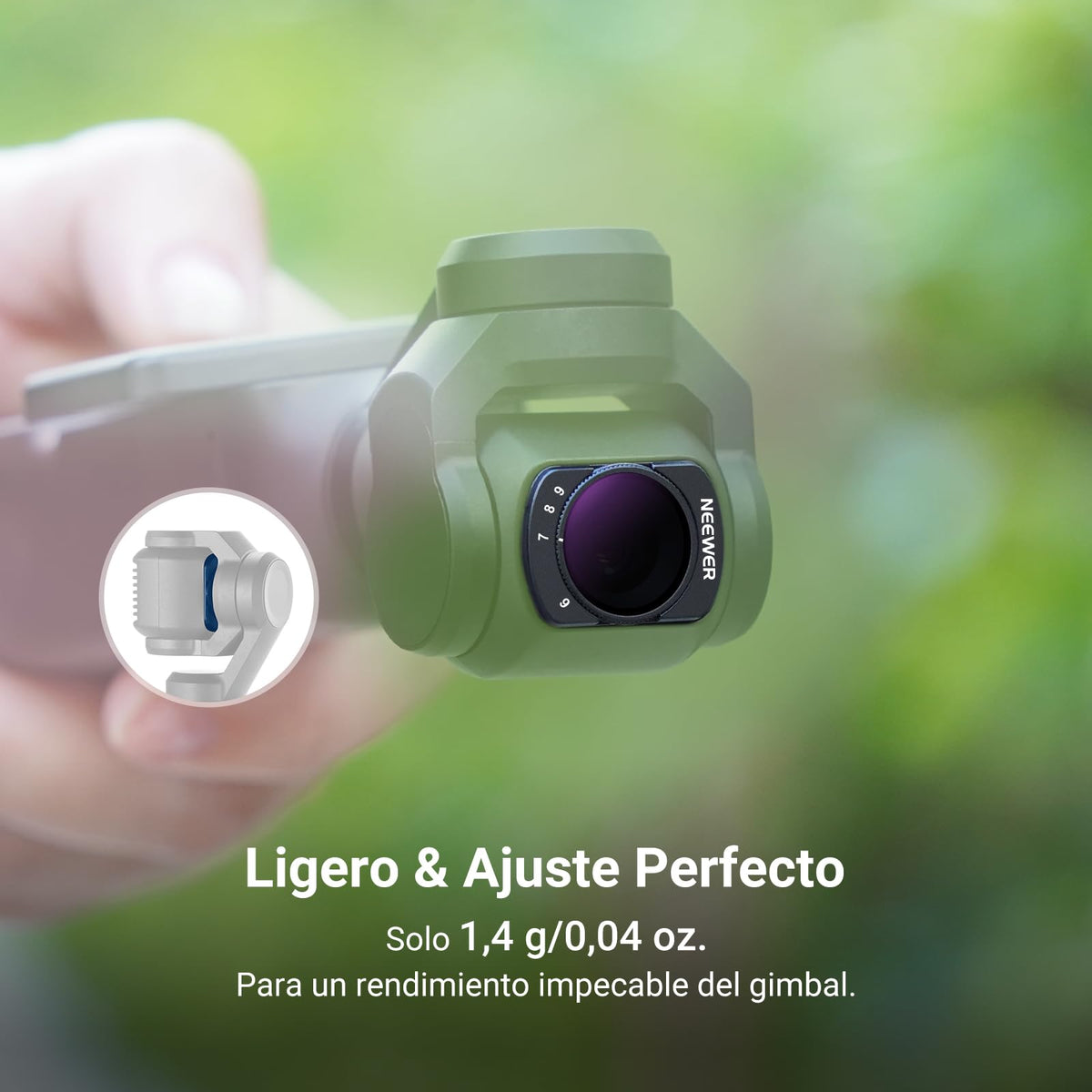 NEEWER Variable ND Filtro Compatible con dji Osmo Pocket 4/3 y Xtra Muse,Filtro Magnético Multicapa Densidad Neutra ND64-512 para Objetivo de Action CAM con Protector Pantalla y Estuche