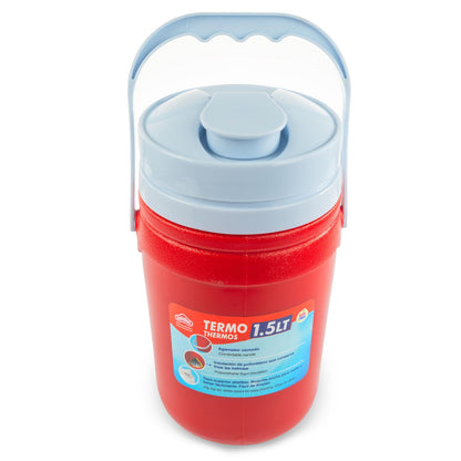 Guateplast Termo de Bebidas 1.5 L | Rojo, aislante de poliuretano, mantiene fríos o calientes, sin BPA