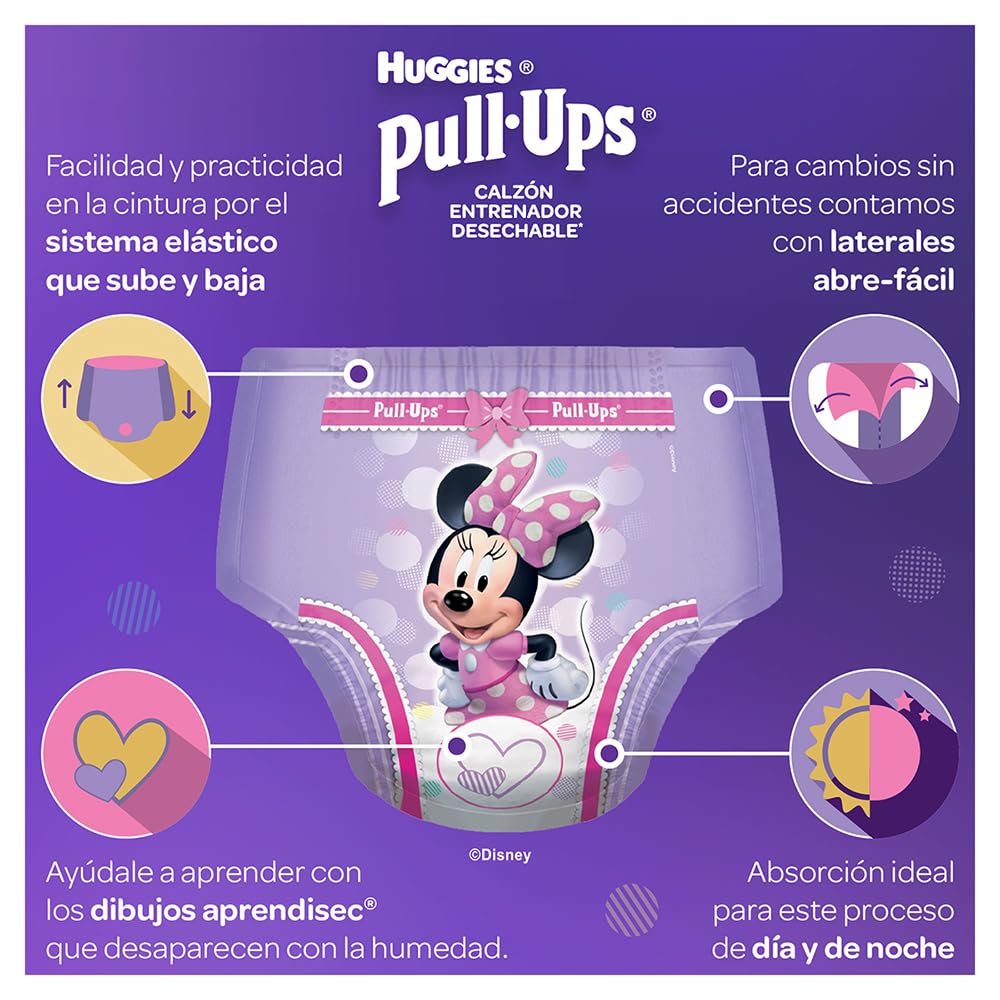 Huggies Pull-Ups Calzoncitos Entrenadores, Talla Grande Niña, Paquete con 30 Piezas, Ideal para niñas de entre 15 a 18 kg