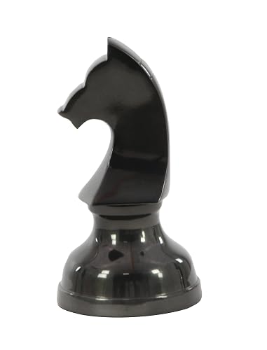 Deco 79 CosmoLiving by Cosmopolitan - Escultura de ajedrez de Aluminio con Caballero, Queen y King, Juego de 3 9 Pulgadas, 9 Pulgadas, 10 Pulgadas de Alto, Gris Oscuro