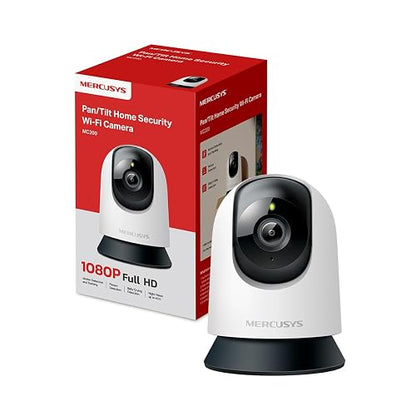MERCUSYS MC200 Cámara de Seguridad WiFi Interior - Resolución FHD - Cobertura 360° - Visión Nocturna Infrarroja - Detección de Movimiento - Audio Bidireccional - 512GB - App