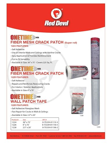 Red Devil 1226 Onetime - Parche de fibra de malla para reparación de pared, 6 x 75 pies, color blanco