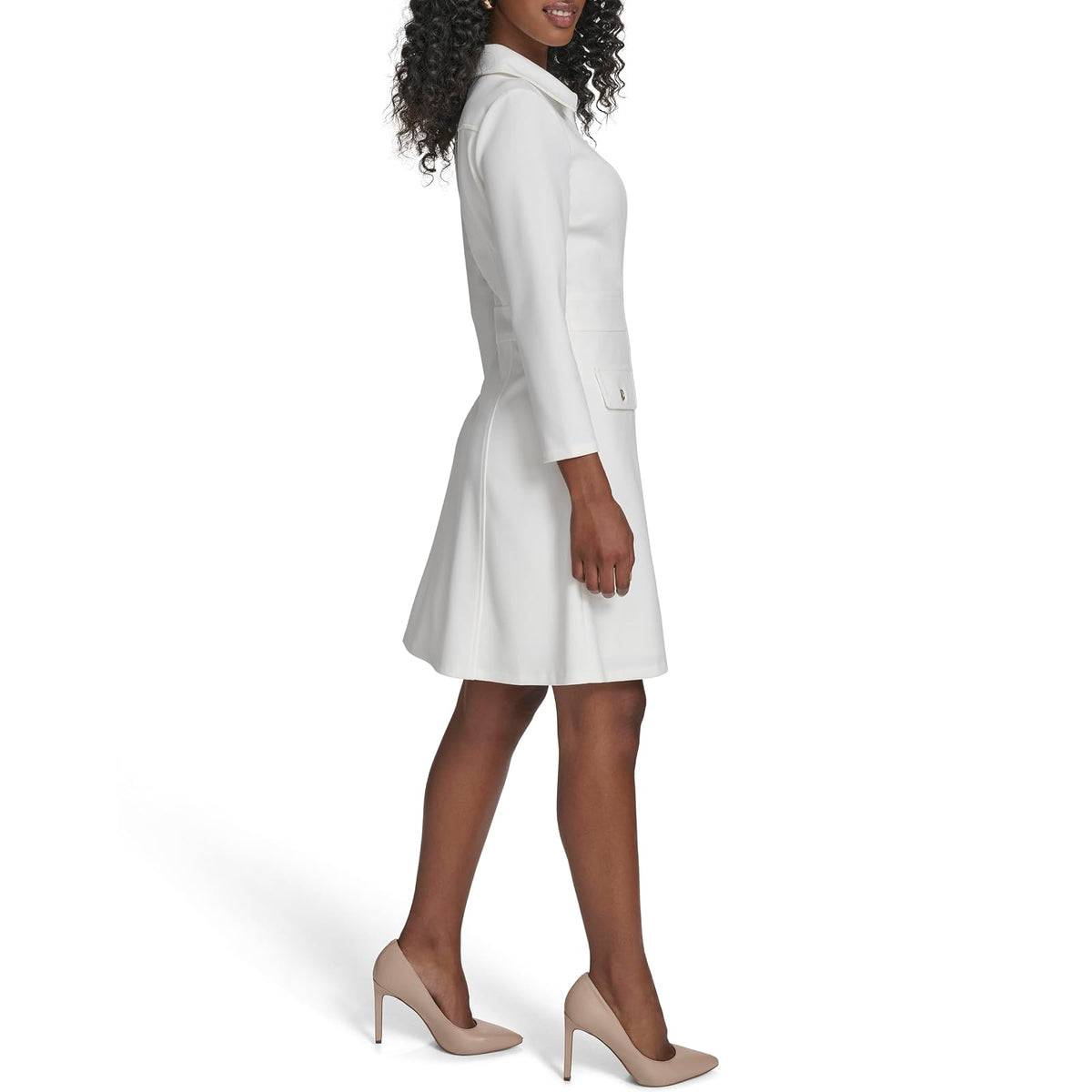 Tommy Hilfiger - Vestido para Mujer con Mangas 3/4 y Cuello de crepé
