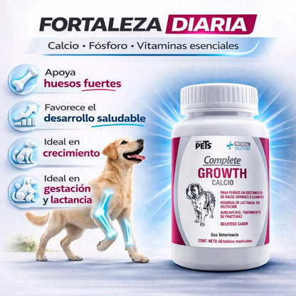 Fancy Pets MS Complete Growth Suplemento para Perros con Vitaminas, Minerales, Calcio, Fósforo y Omega 3 y 6 Tabletas Masticables 60 Tab