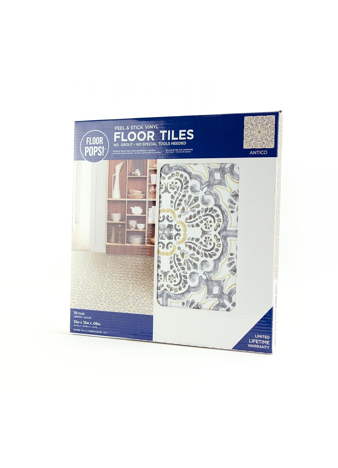 FloorPops FP2947 Antico - Azulejos de piso para despegar y pegar, multicolor