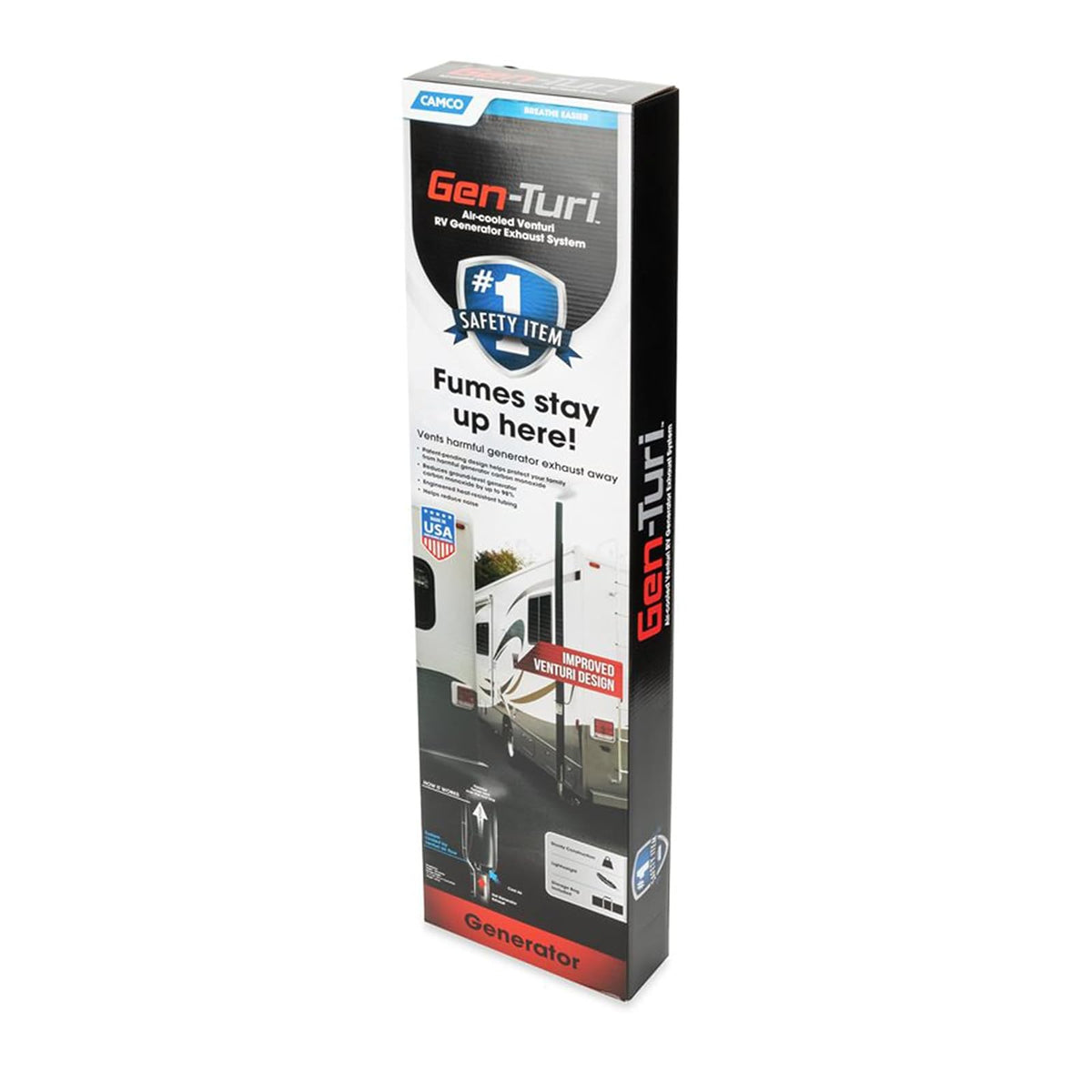 Camco Gen-Turi RV Generator Exhaust Venting System, Reduce Generator Fumes And Noise, Easy To Install And Disconnect (44461)